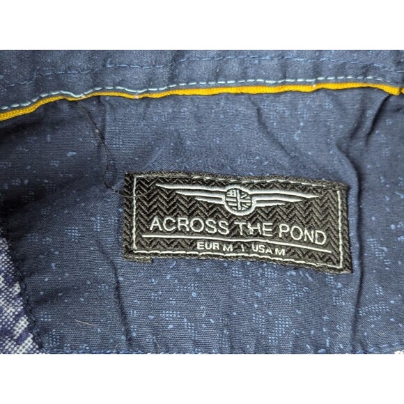 Across The Pond Diamond Button Down Long Sleeve Blue Dress Shirt Mens SZ: M - Picture 6 of 11